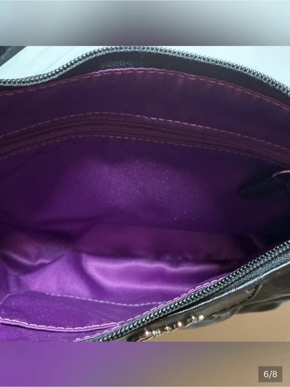 Coach Vintage Ashley EUC Black Leather Crossbody Bag, Purple Interior with COA - Picture 6 of 9